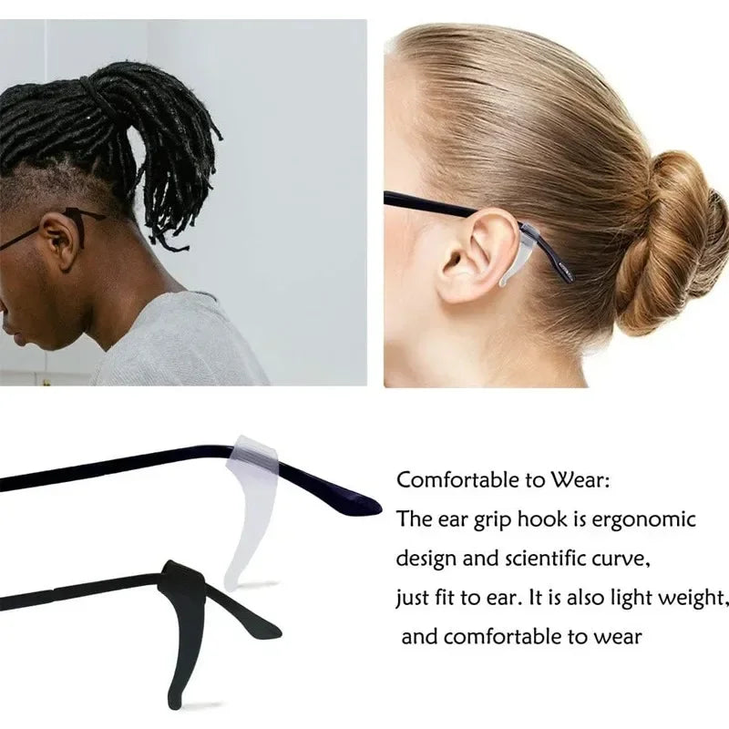 Silicone Glasses Ear Hooks Anti-Slip Eyewear Holders 1 Pair