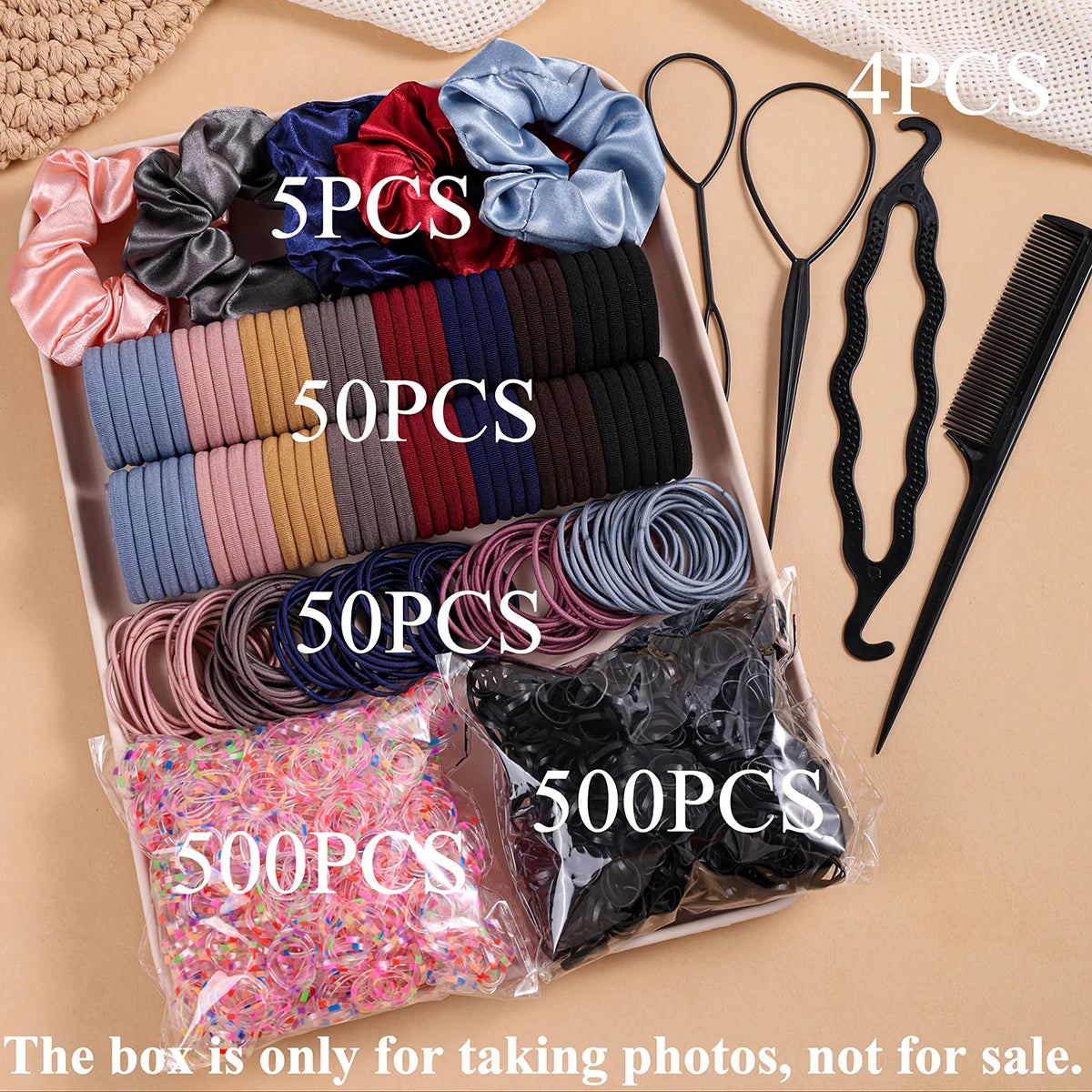1109PCS Women's Hair Accessories Set with Elastic Bands & Scrunchies