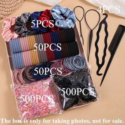 1109PCS Women's Hair Accessories Set with Elastic Bands & Scrunchies