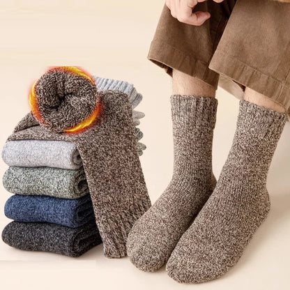 Men's Winter Socks Thick Warm Retro Crew Socks for Cold Weather