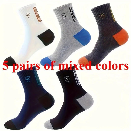 Men’s Crew Socks – 5 Pairs Breathable Sports Socks