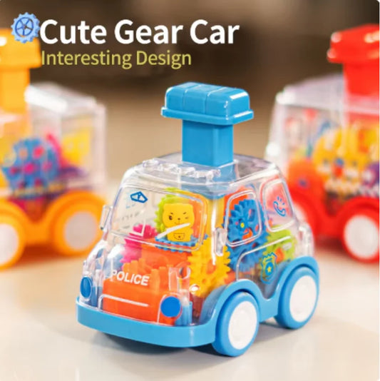 Transparent Gear Car Toy with Inertia Motion for Kids