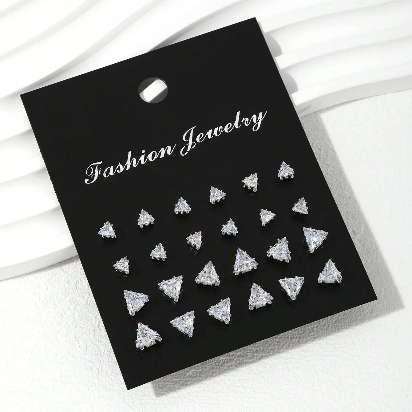 12 Pairs Cubic Zirconia Stud Earrings for Women – Geometric Styles