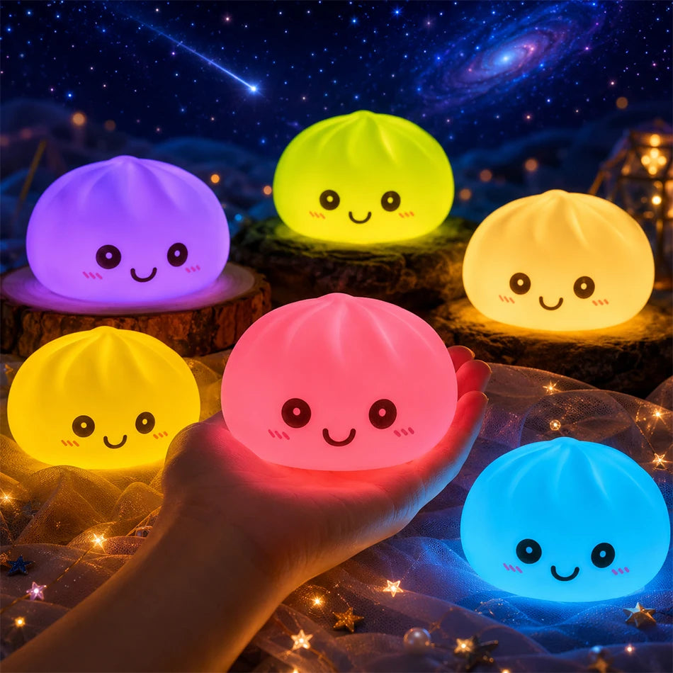Dumpling Night Light, 8cm LED Cute Desktop Lamp