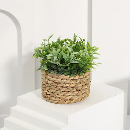 XIYA FLOWER Green Artificial Plants Eucalyptus Grass Woven Small Potted Plants Grass Mound 11cm PE Material Home Decoration