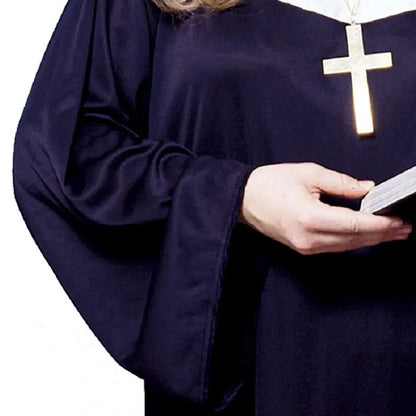 Halloween Costume Women's Nun Costume Traditional Adult Sister Black Robe Religious Costumes CosplayHalloween Costumes for Women