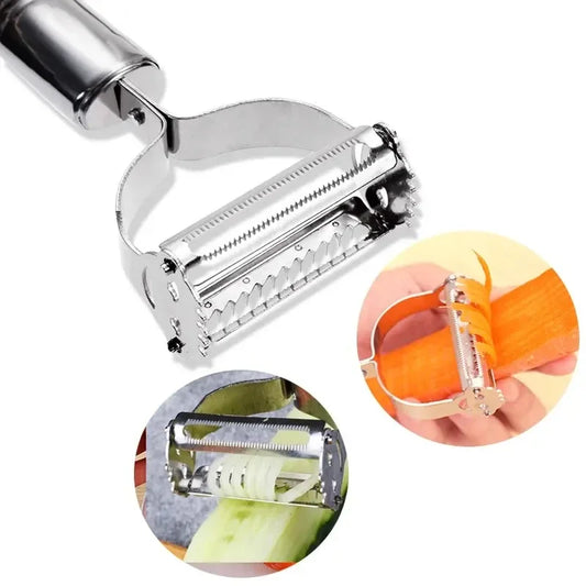 Vegetable Peeler, Stainless Steel 2-in-1 Grater & Julienne Tool
