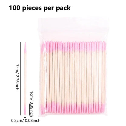 100 Pack Pointed Cotton Swabs for Nail Art and Makeup Correction
