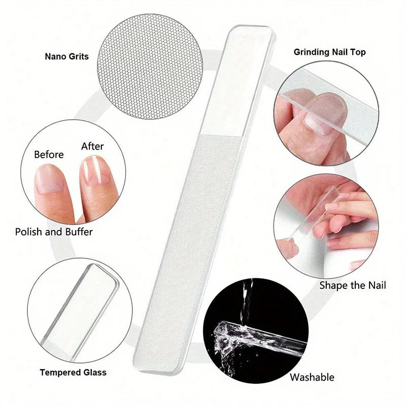 Stainless Steel Nail Clipper Set with Glass File – 4 Piece Manicure Kit