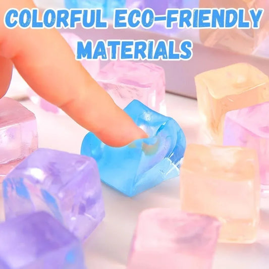 Ice Cube Squishy Toy – Transparent Squeeze Stress Relief Toy