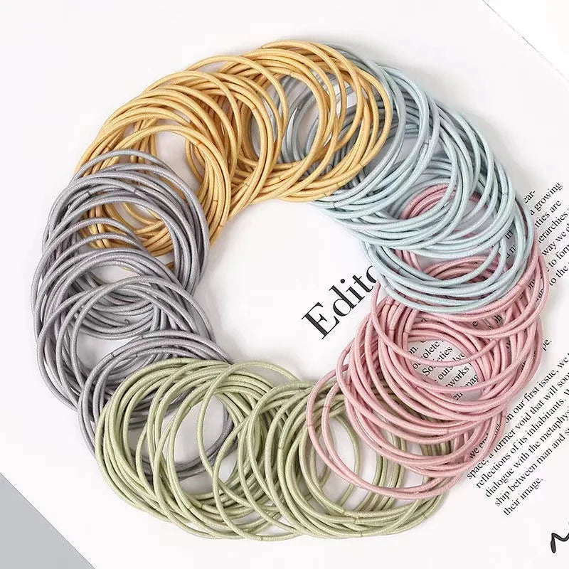100PCS Elastic Hair Bands for Ponytails and Everyday Hairstyles