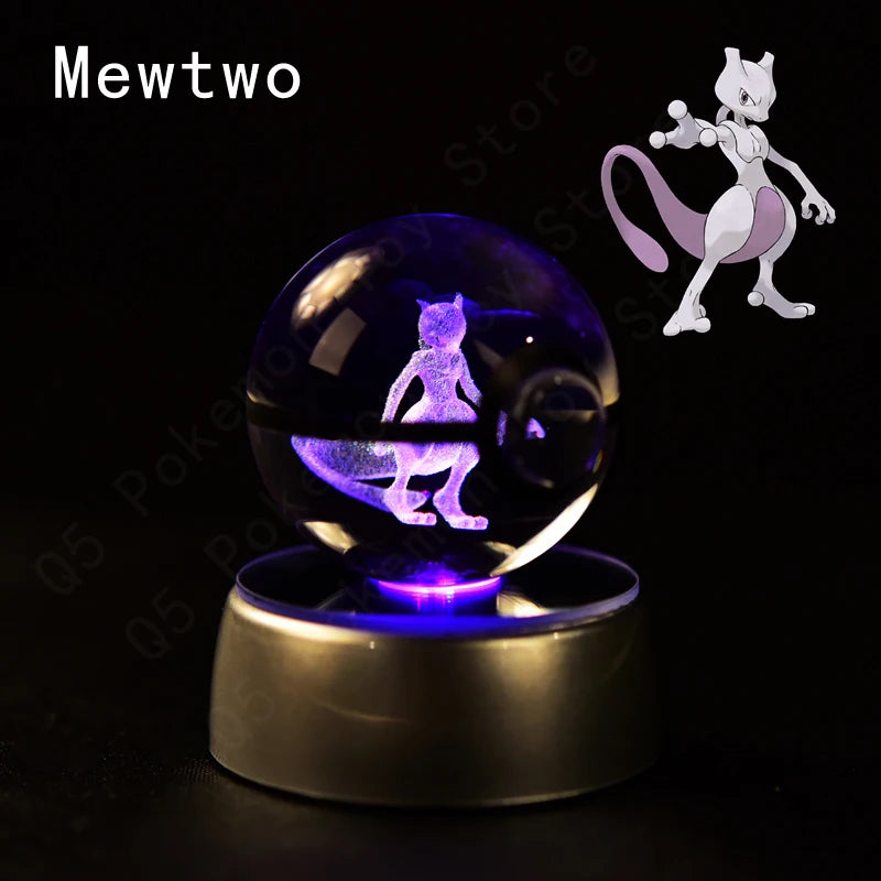 Crystal Ball Night Light with LED Base, 50mm Glass Decor
