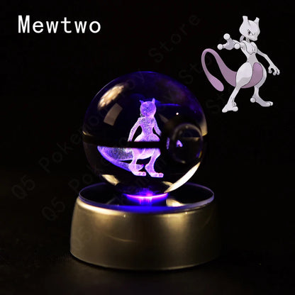 Crystal Ball Night Light with LED Base, 50mm Glass Decor