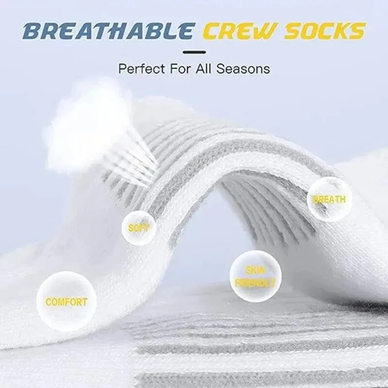 Men's Gym Socks – Breathable Crew Sports Socks, 6 or 12 Pairs