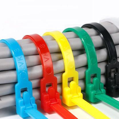 Reusable Cable Ties 150mm, Nylon Zip Ties with Removable Buckle