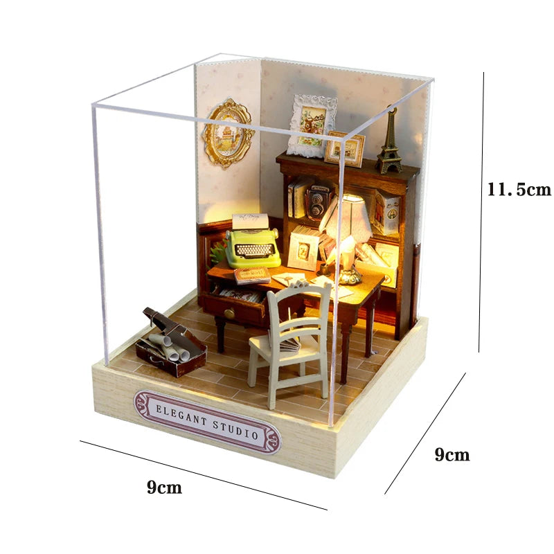 Mini Doll House DIY Small House Kit Handmade 3D Puzzle Assembly Model Building Room Bedroom Decoration Wooden Craft BirthdayGift