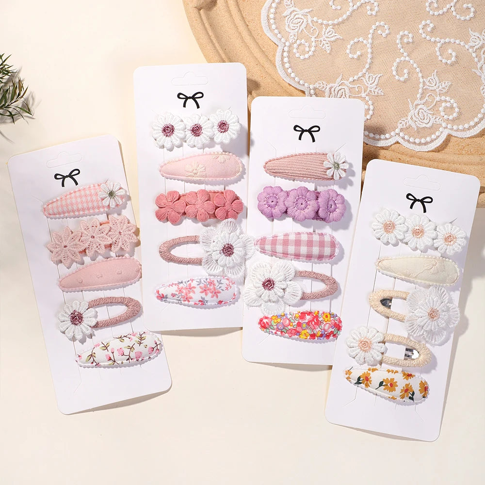 Girls Hair Clips 5-Piece Daisy Barrette Set for Kids