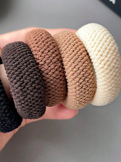 Scrunchie Hair Ties – Thick Elastic Bands in Mixed Colors, 5 or 10 Pack