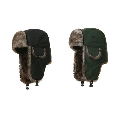 Trapper Hat with Ear Flaps and Faux Fur Lining for Winter