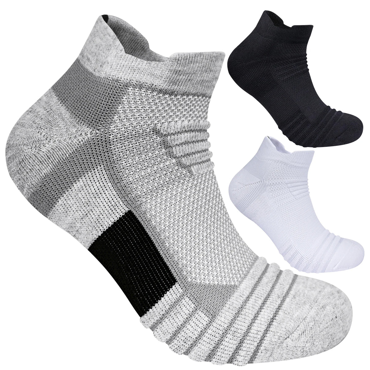 Men's Sports Socks Cushioned Moisture Wicking Ankle Socks 3 Pairs