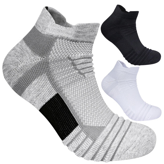 Men's Sports Socks Cushioned Moisture Wicking Ankle Socks 3 Pairs