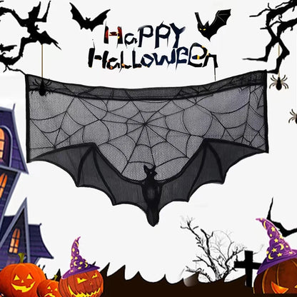 Halloween Lace Tablecloth – Black Bat & Spider Party Decor