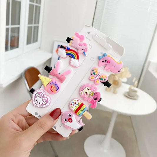Girls Hair Clips 10PCS Cute Cartoon Barrettes Hair Accessories
