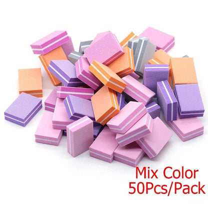 Mini Nail Buffer Blocks – 100/180 Grit Nail Files, 50 Pack