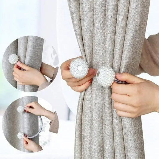 Magnetic Curtain Tiebacks with Pearl Ball Decorative Holders
