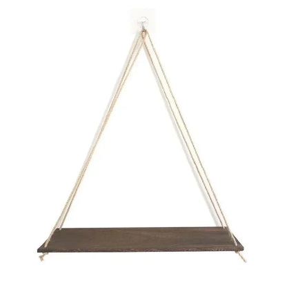 Wood Hanging Shelf with Hemp Rope for Plants, Decor & Storage