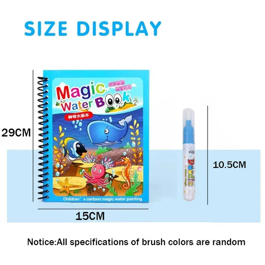 Water Drawing Book – Reusable Magic Painting Book with Water Pen