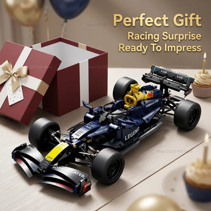 1:10 Technical Racing Vehicle Building Blocks Kit 1200PCS DIY Assembly Model Desktop Decor Gifts for Birthday Party DIY Ornament