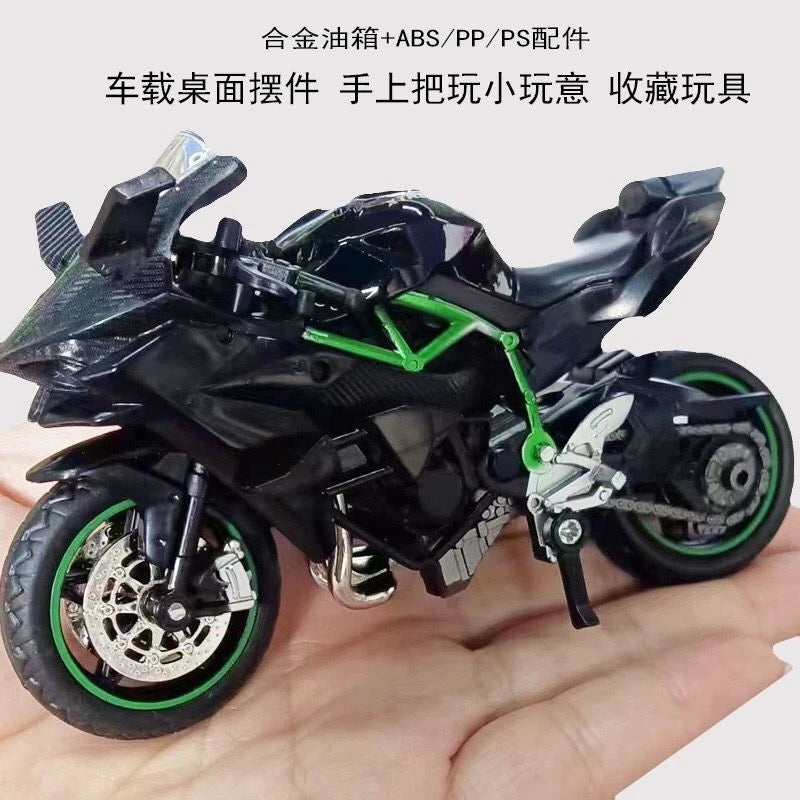 1:18 Kawasaki H2R Performance Sport Motorcycle Simulation Alloy Model Q Version Toy Collectible Ornament Brithday Gifts