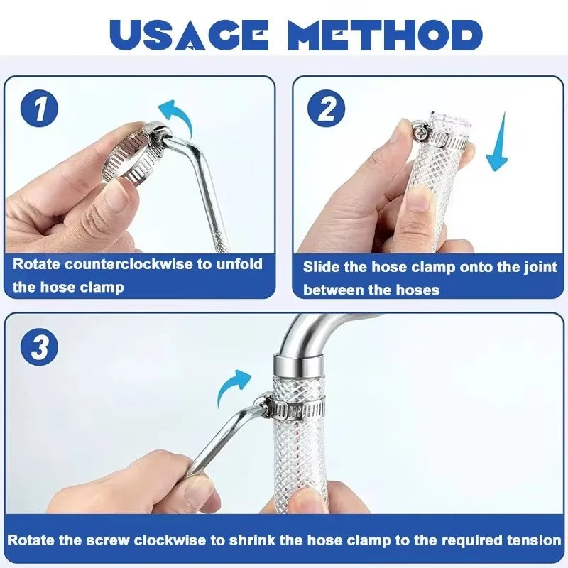 Stainless Steel Hose Clamps – Adjustable Screw Band Pipe Clamps