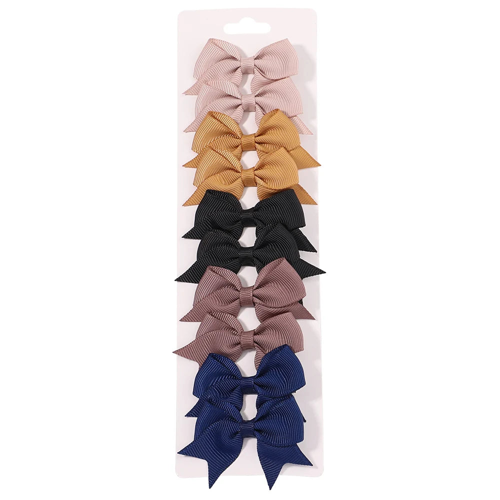 Baby Girl Hair Bows – 10-Piece Ribbon Bow Hair Clip Set