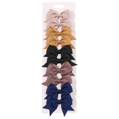Baby Girl Hair Bows – 10-Piece Ribbon Bow Hair Clip Set