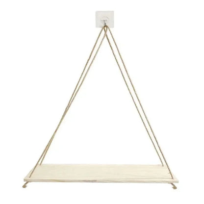 Wood Hanging Shelf with Hemp Rope for Plants, Decor & Storage