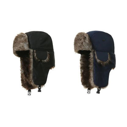 Trapper Hat with Ear Flaps and Faux Fur Lining for Winter