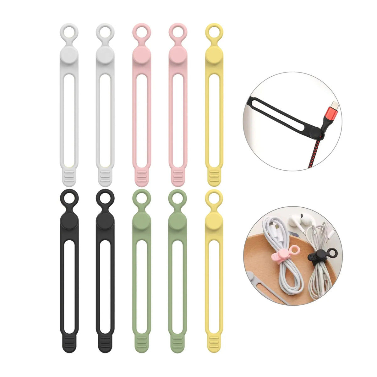 Silicone Cable Ties – Reusable Cord Organizer & Wire Straps