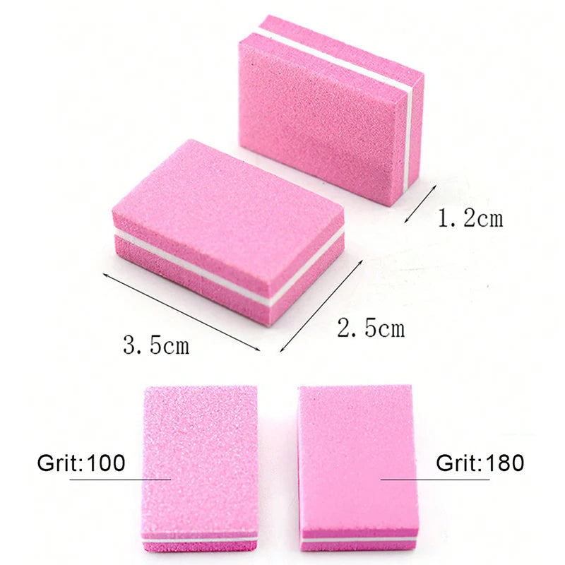 Mini Nail Buffer Blocks – 100/180 Grit Nail Files, 50 Pack