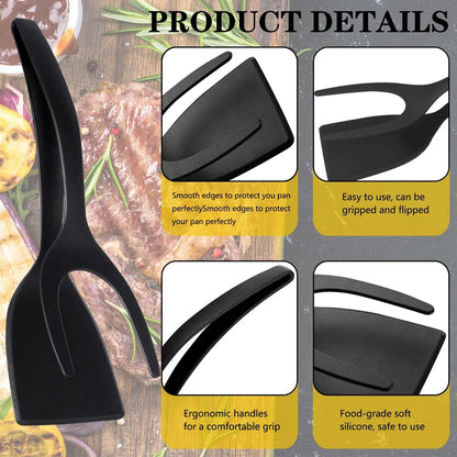 2-in-1 Spatula Tongs – Nylon Flip & Grip Kitchen Cooking Utensil