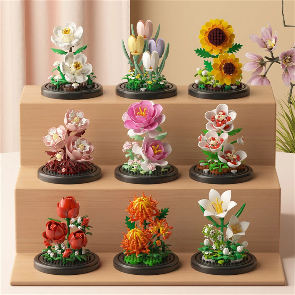 Flower Building Blocks – Micro DIY Lily & Rose Model Kit
