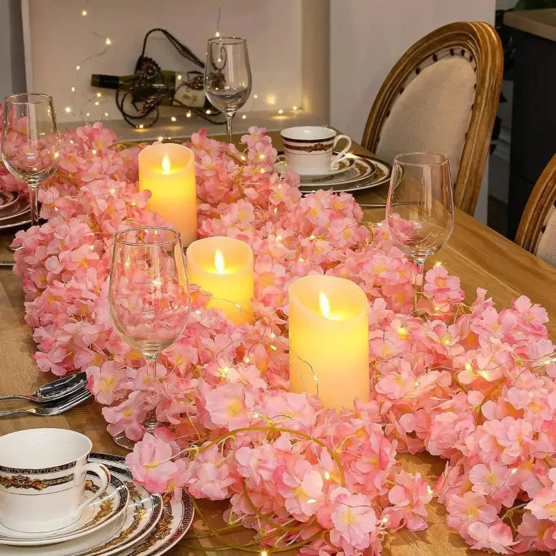 Cherry Blossom String Lights with 20 LEDs for Bedroom & Party Decor