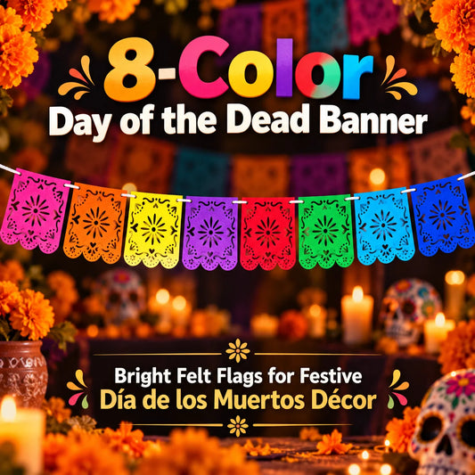 Mexican Party Decorations Banner, Colorful Día De Los Muertos Papel Picado Banner, Carnival Birthday Baby Shower Party Decor