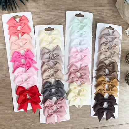Baby Girl Hair Bows – 10-Piece Ribbon Bow Hair Clip Set