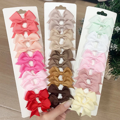 Baby Girl Hair Bows – 10-Piece Ribbon Bow Hair Clip Set
