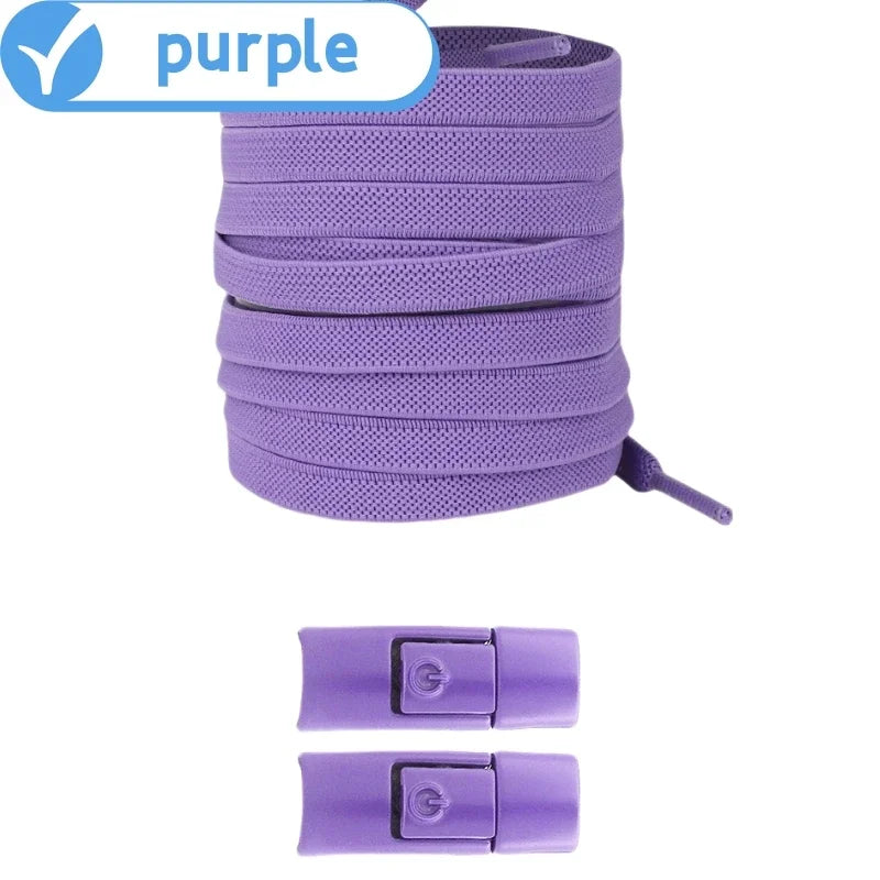 No Tie Shoe Laces with Press Lock Elastic Flat Shoelaces