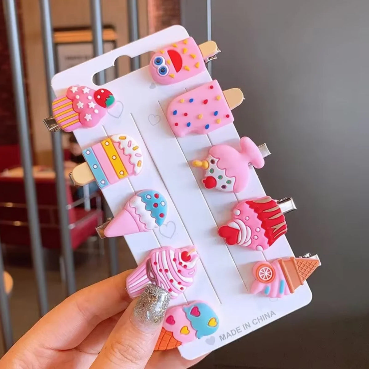 Girls Hair Clips Set – 10 Cute Cartoon Barrettes for Kids