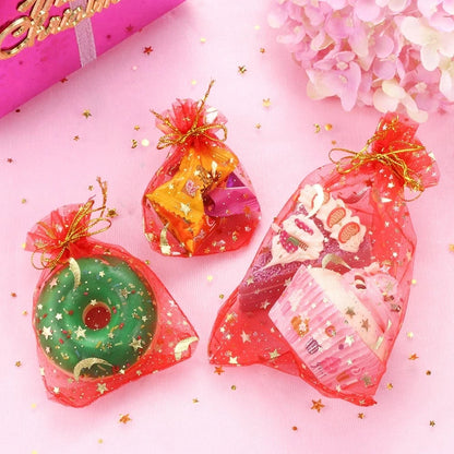 50PCS Moon & Star Organza Gift Bags with Drawstring