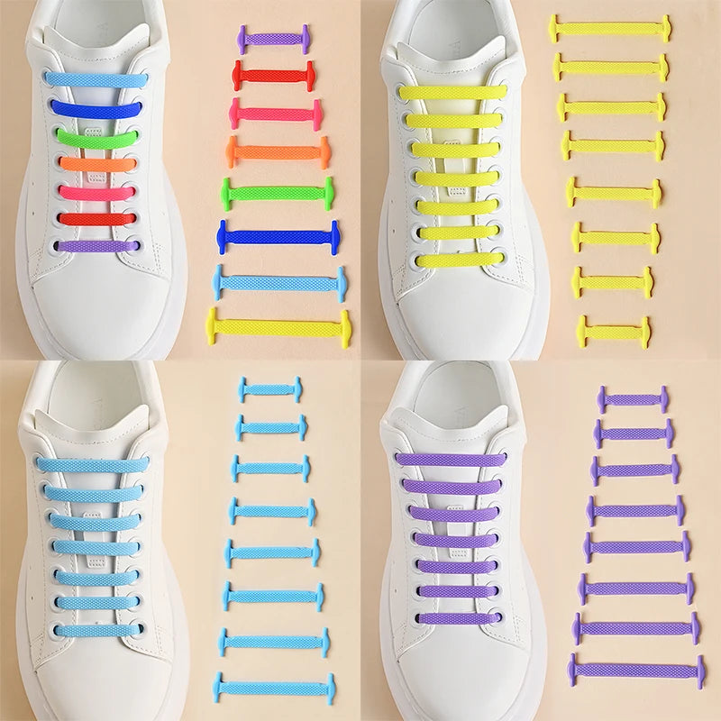 No Tie Shoelaces Silicone Elastic Laces for Easy Slip-On Shoes